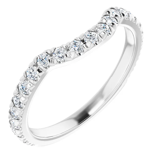 14K White Gold Moissanite Contour Band