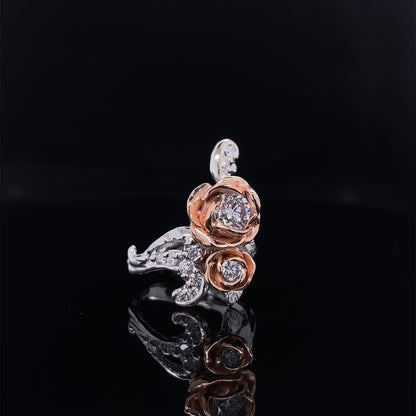1.11TW, .75ctr Lillian Diamond Ring, Rose and White Gold
