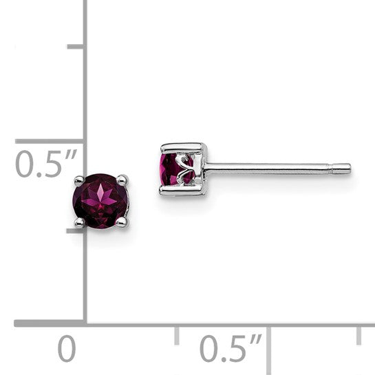 Silver June Birthstone Rhodilite Garnet Ear Studs