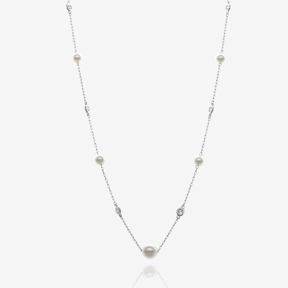 Sea &amp; Sparkle Diamond Pearl Necklace