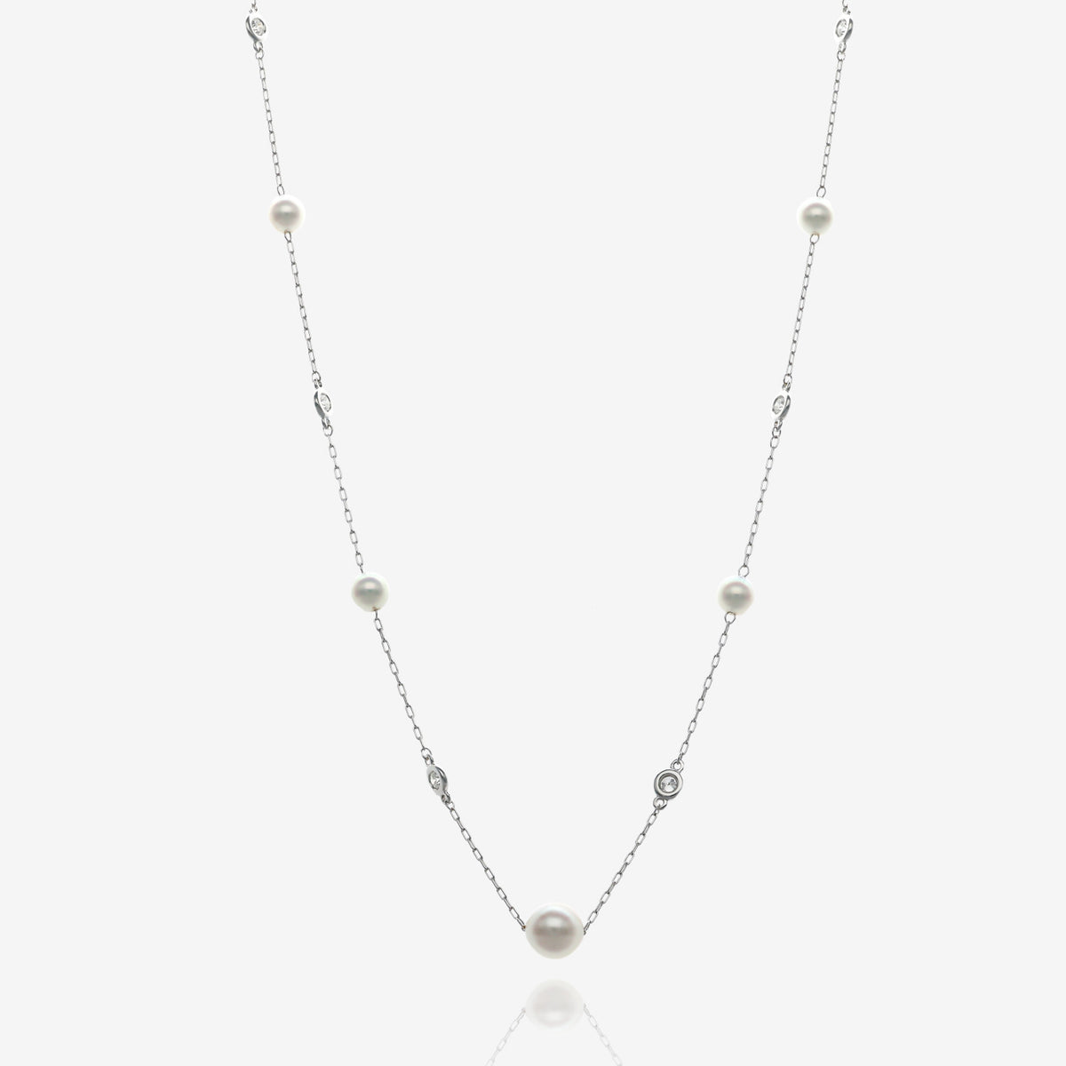 Sea &amp; Sparkle Diamond Pearl Necklace