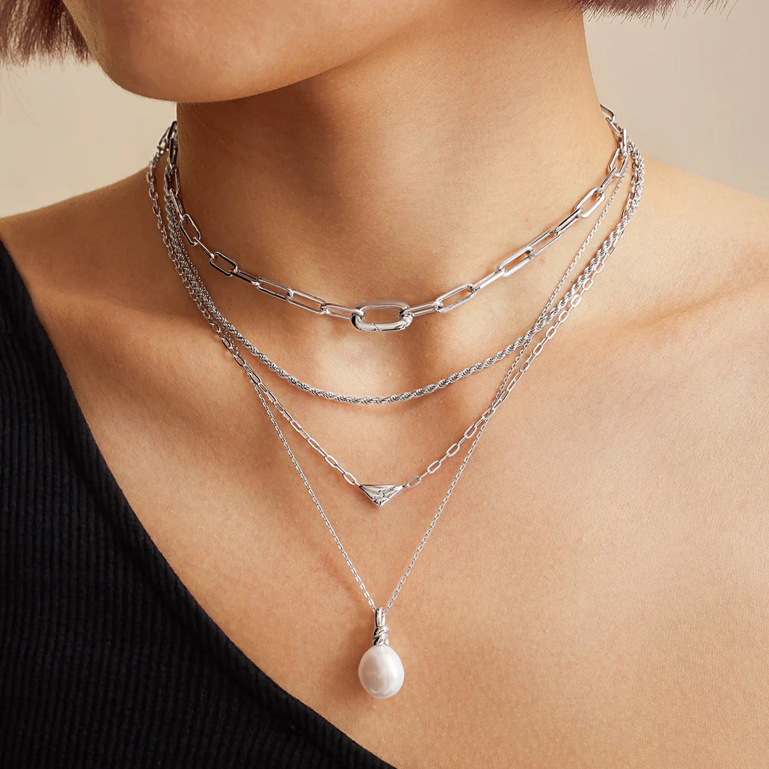 Silver Rope Twist Chain Necklace