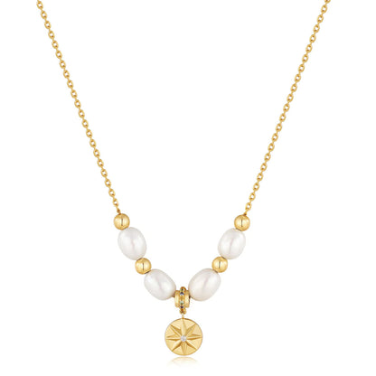 Gold Pearl Star Pendant Necklace