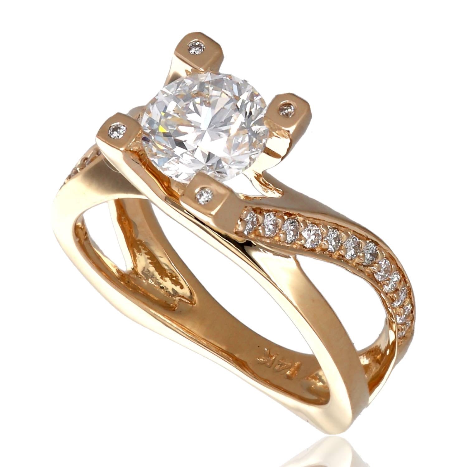 Titan Twist 14K Yellow Gold Diamond Engagement Ring with 1.49 Carat Lab Grown Diamond