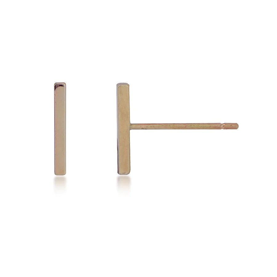 14K Yellow Gold Small Bar Stud Earrings