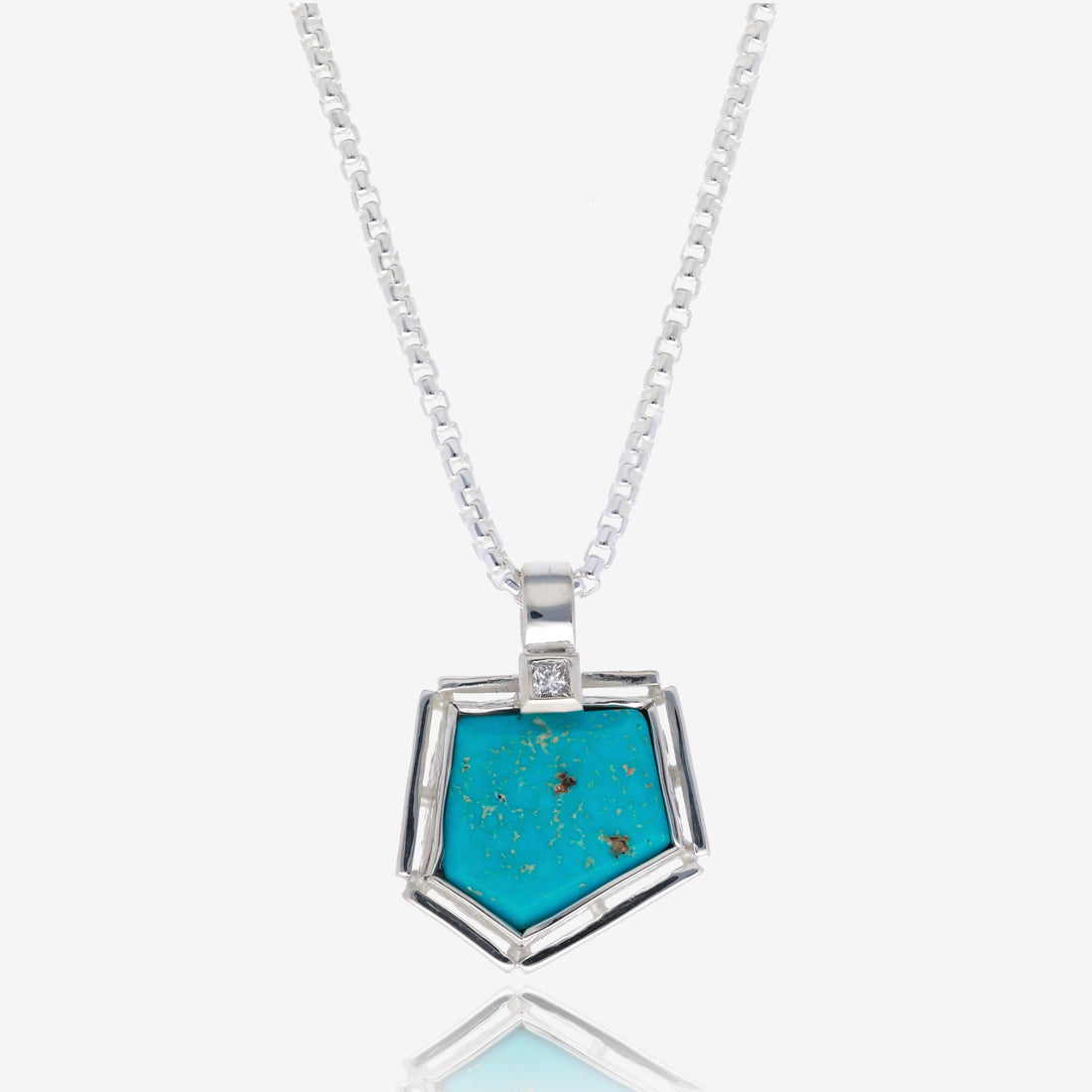 Impact Geometric Turquoise and Diamond Pendant