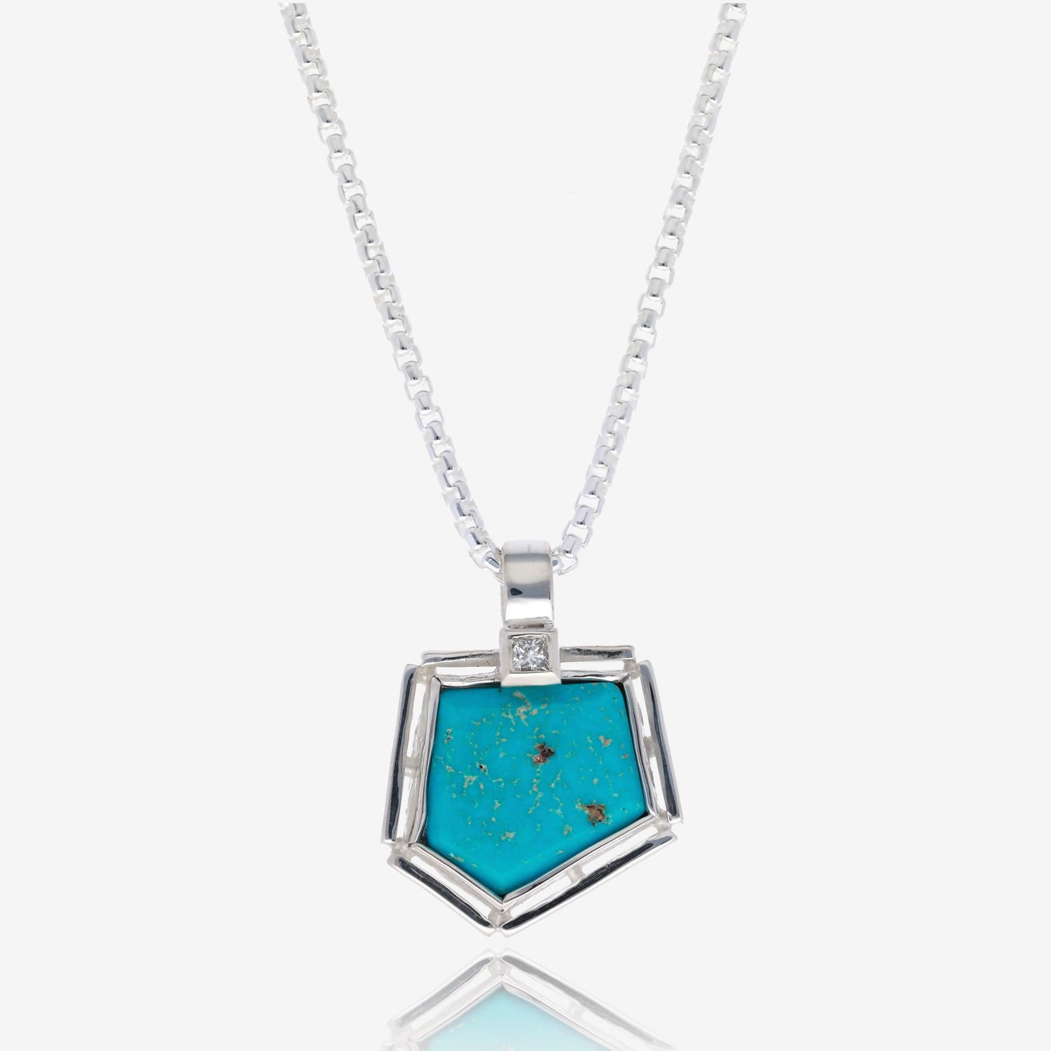 Impact Geometric Turquoise and Diamond Pendant