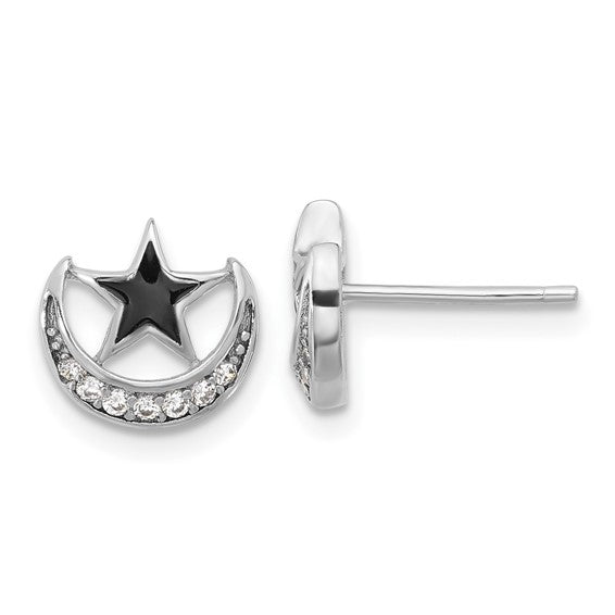 Enamored Celestial Star Moon Silver Earrings