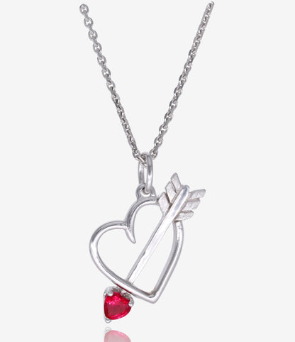 Silver Heart Gemstone Necklace, Bejeweled Heart &amp; Arrow