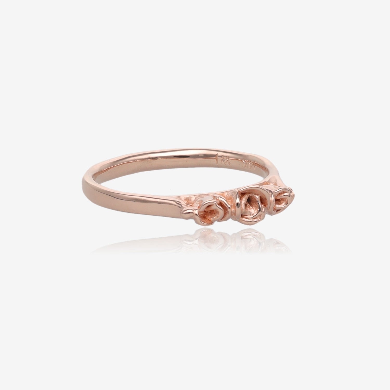 Rose Gold Band, Three Dainty Roses