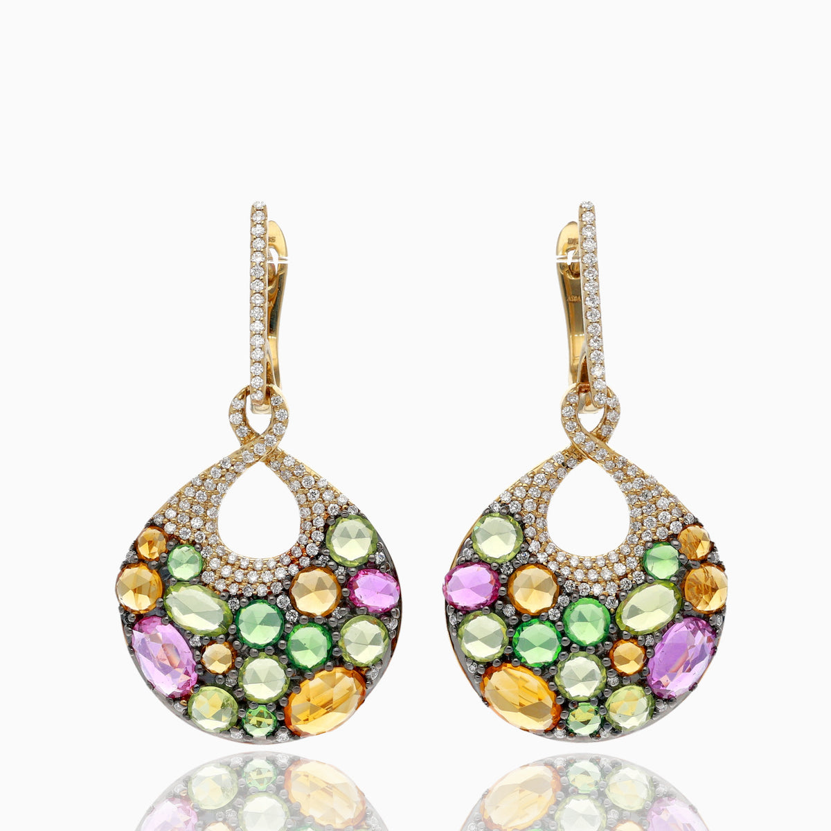 Enchanted Garden Rose Cut Dangle Earrings