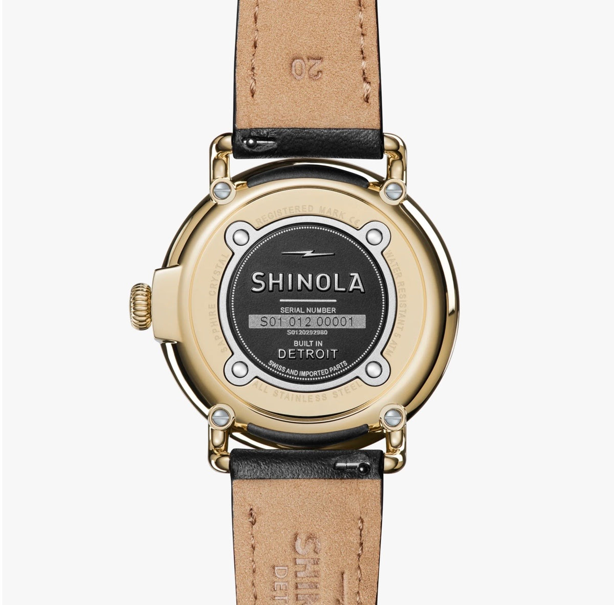 SHINOLA Men’s Runwell Black Mother of Pearl Watch Gold Tone