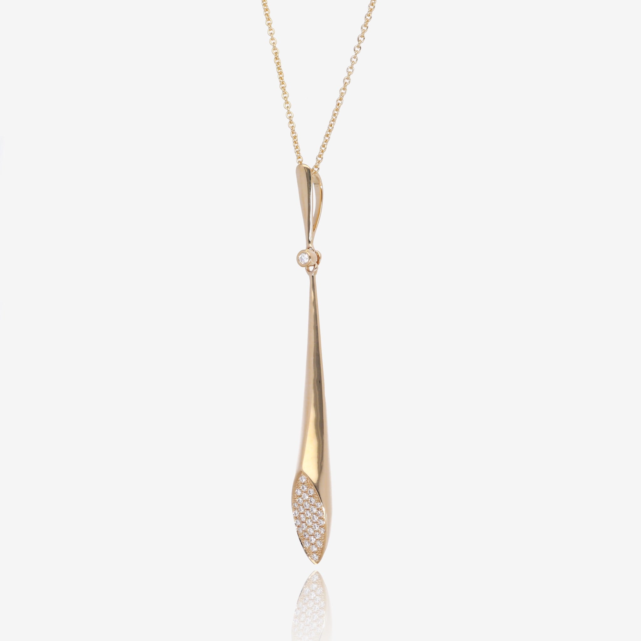 Bubbly Flute: 14K Yellow Gold Diamond Pendant