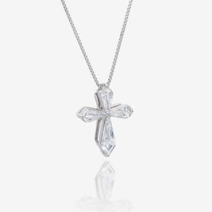 Radiant Shield Diamond Cross Pendant in Platinum