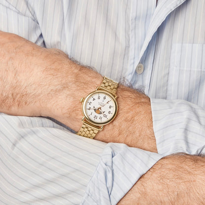 SHINOLA Mens Runwell Gold Tone Moonphase Watch