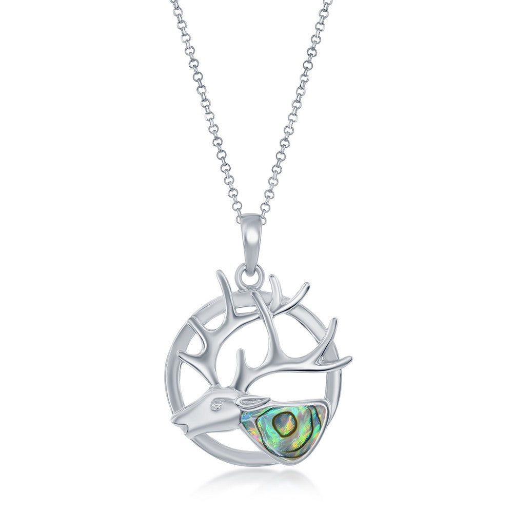 Whispers of the Forest Abalone Deer Necklace