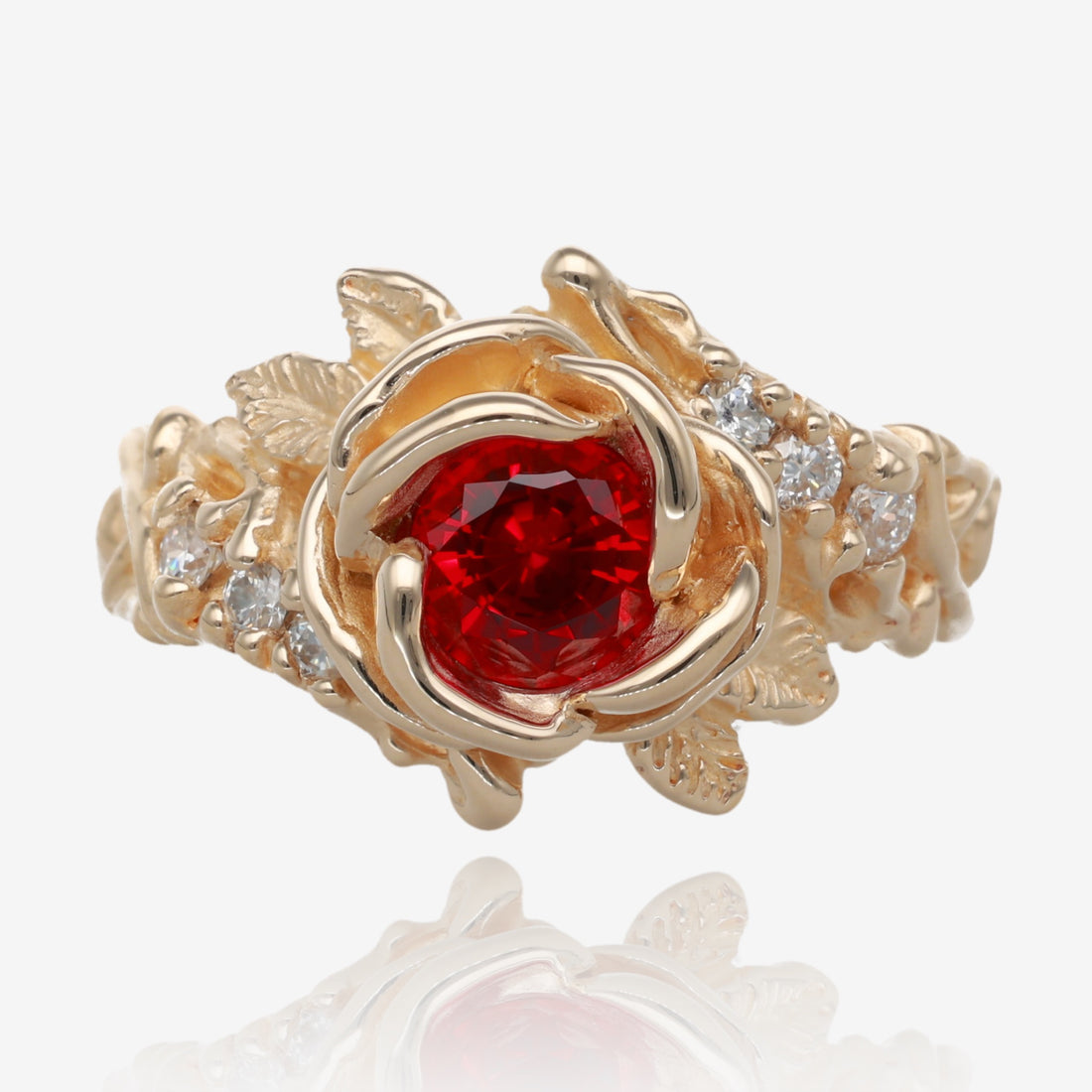 Summer Rose Ring Yellow Gold and Ruby