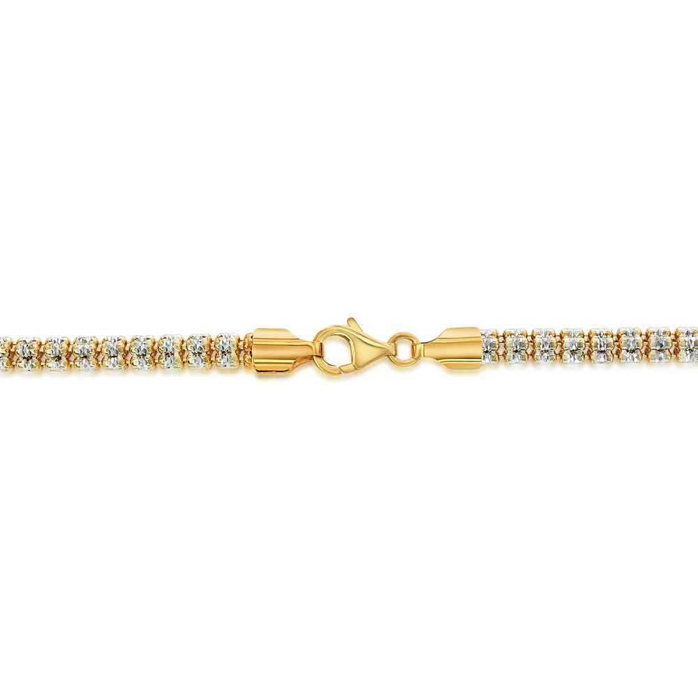 Gold over Silver 5mm Diamond Cut Ice Bracelet - Two-Tone