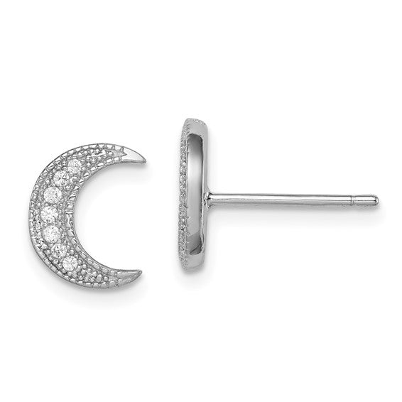 Sparkling Moon Phase Silver Earrings