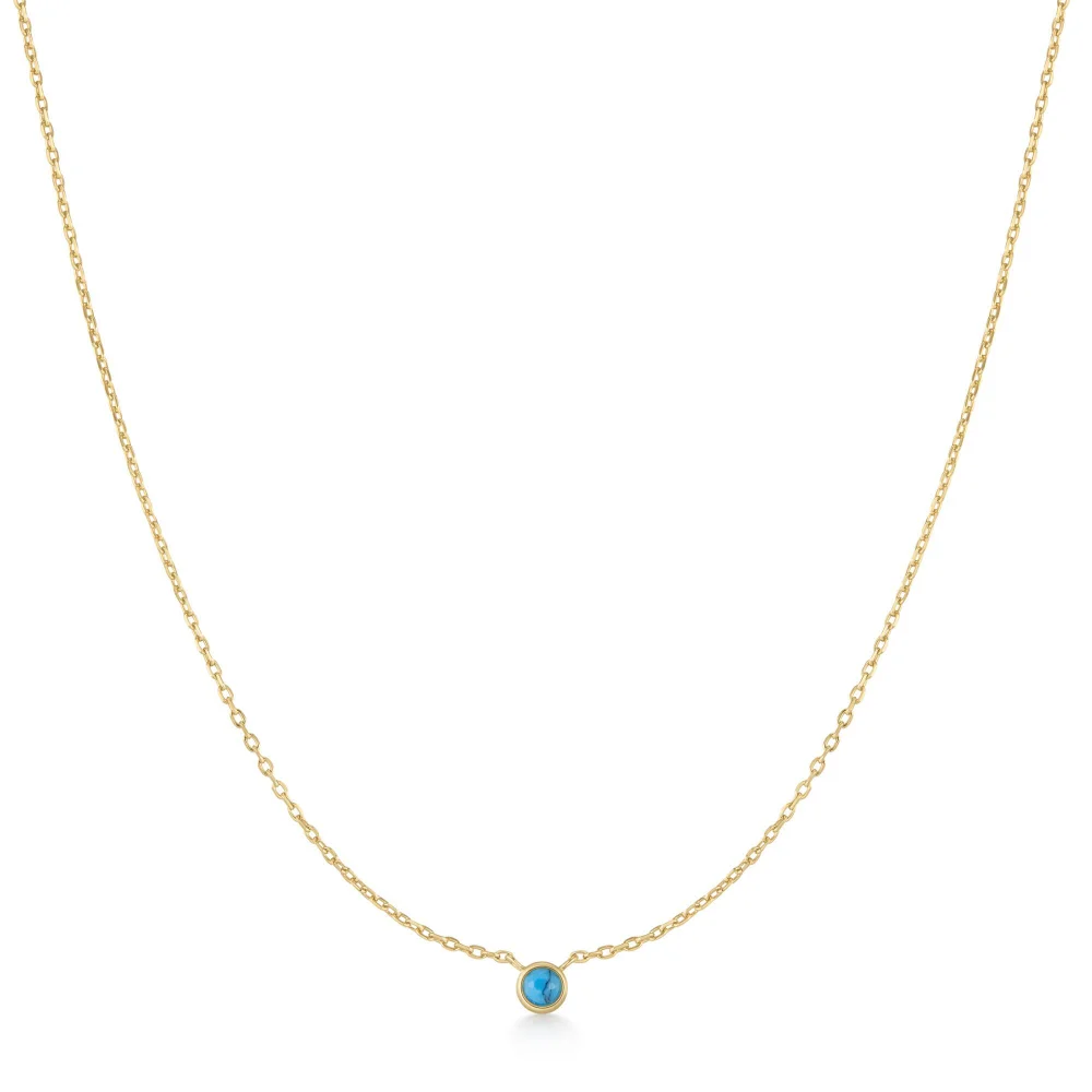 Bezel-Set Lab-Created Turquoise Solitaire Necklace