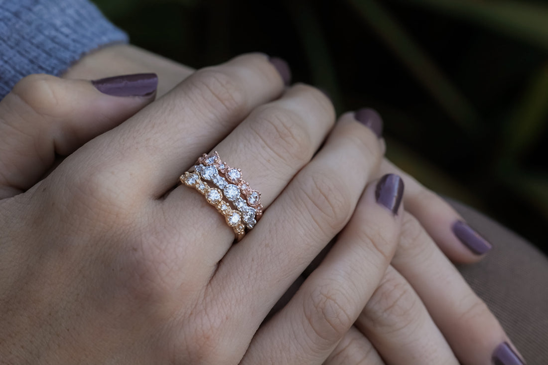 Shimmering Treasure Band Lab Diamond and Rose Gold