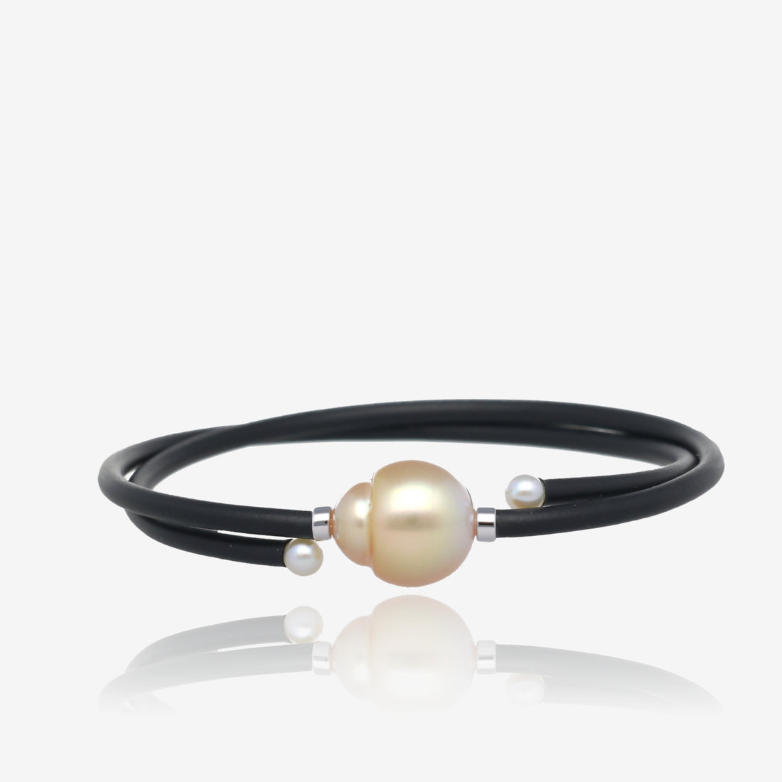 Gleam Neoprene Cord Golden Pearl Double Wrap Bracelet