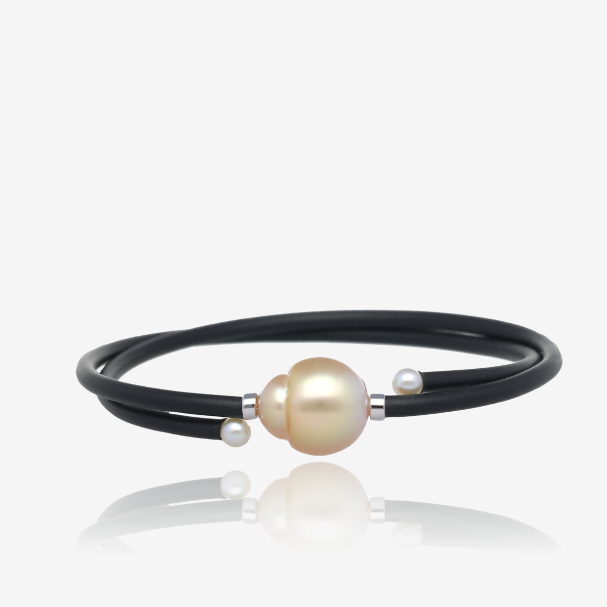 Gleam Neoprene Cord Golden Pearl Double Wrap Bracelet