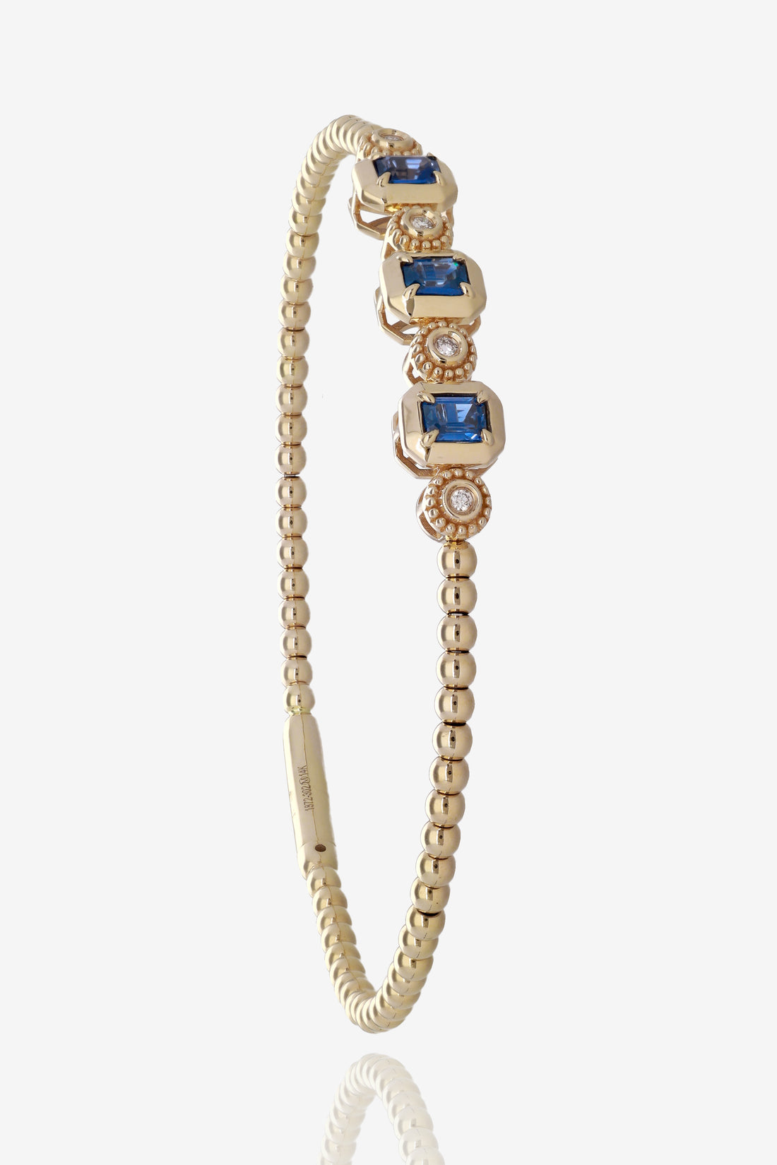 Sapphire and Diamond Flex Bangle in 14K Yellow Gold