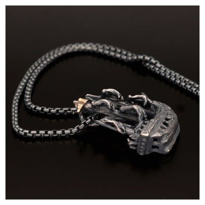 Ghost Pirate Ship Necklace in Antiqued Silver