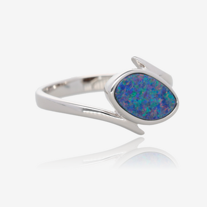 Northern Lights One Of A Kind Freeform Opal Rings in Sterling  Silver