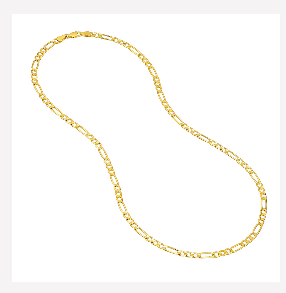 Men’s Concave Figaro Chain 22” 10K Yellow Gold