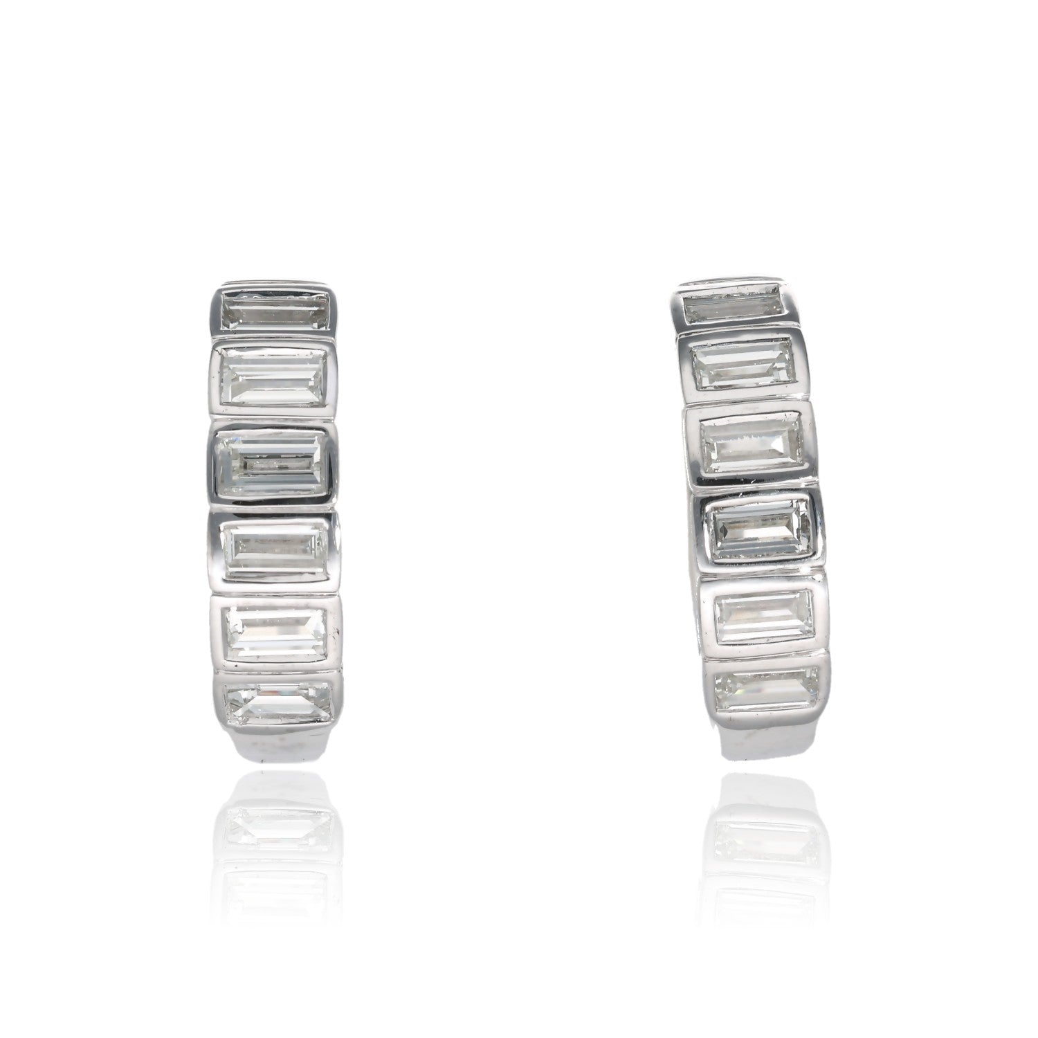 Horizontal Baguette Diamond Hoop Earrings