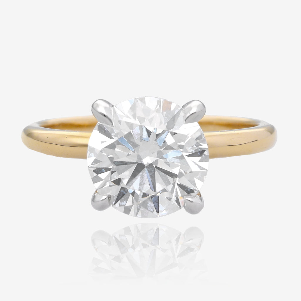 4ct Lab Grown Round Diamond Solitaire 14K Yellow Gold
