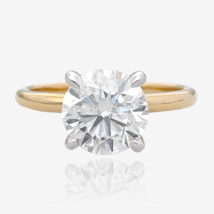 4ct Lab Grown Round Diamond Solitaire 14K Yellow Gold