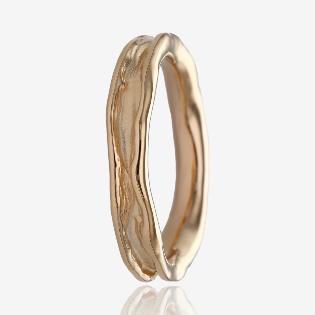 Narrow Melted Band in 14k Yellow Gold
