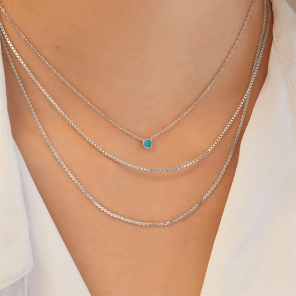 Bezel-Set Lab-Created Turquoise Solitaire Necklace