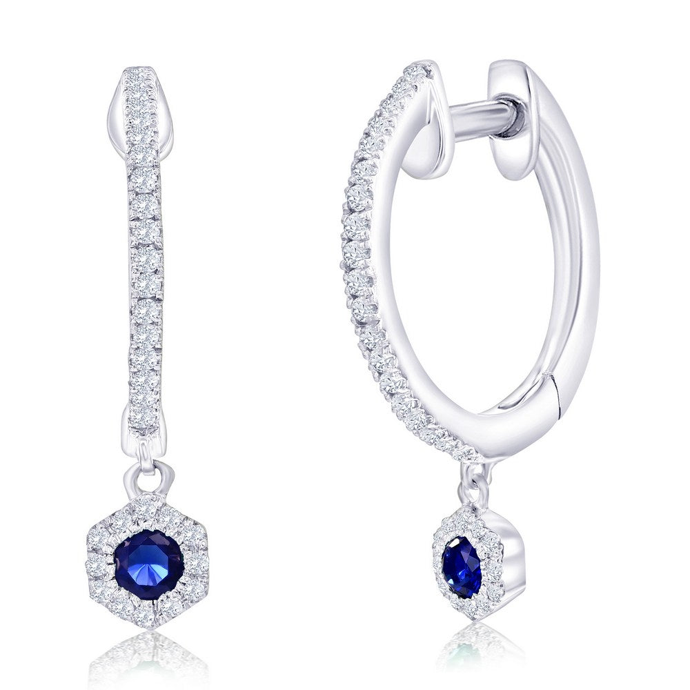 Alluring Geo Gemstone Silver Diamond Hoops