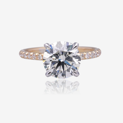 2.5ct Lab Grown Round Diamond Solitaire with Pavé Band 14K Yellow Gold