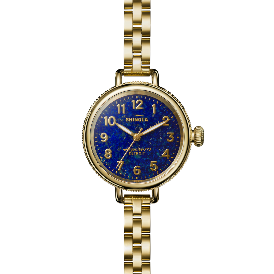 SHINOLA Ladies Birdy Lapis Gold Tone Watch