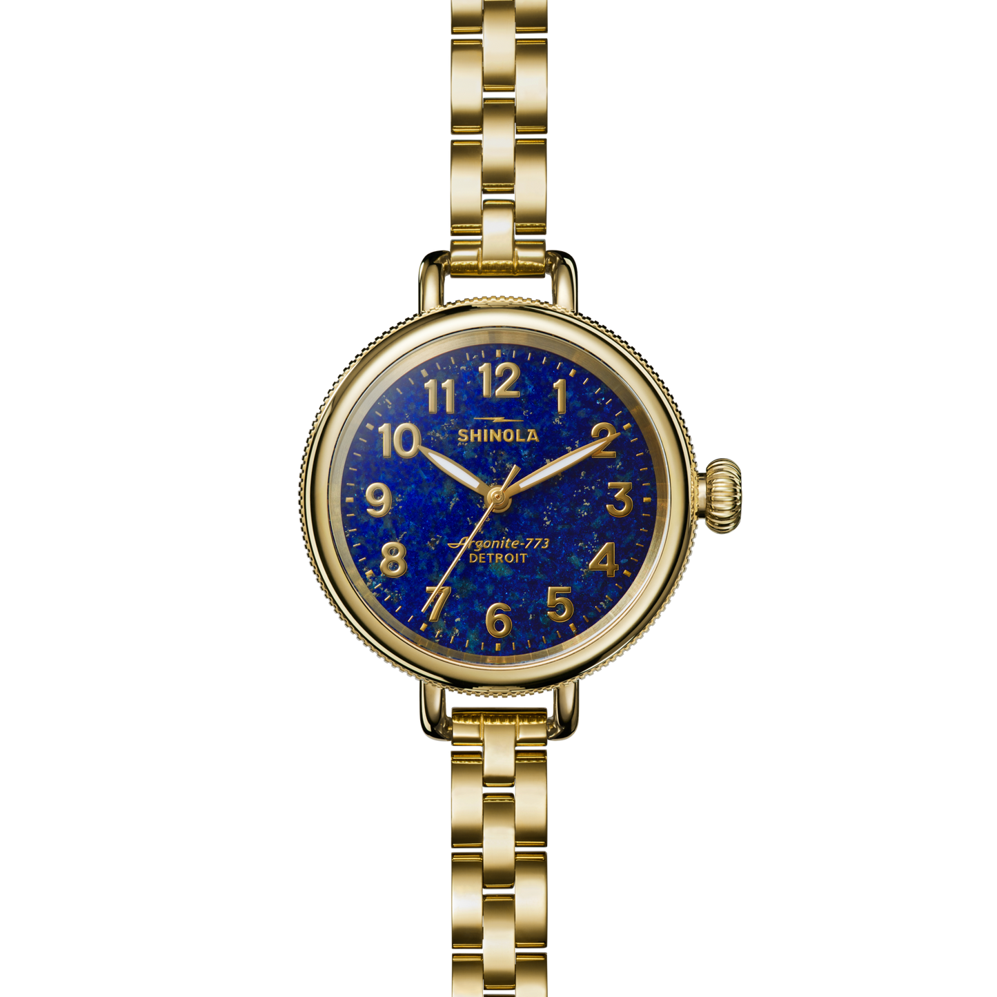 SHINOLA Ladies Birdy Lapis Gold Tone Watch