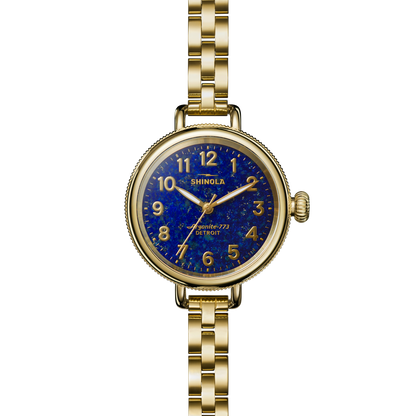 SHINOLA Ladies Birdy Lapis Gold Tone Watch