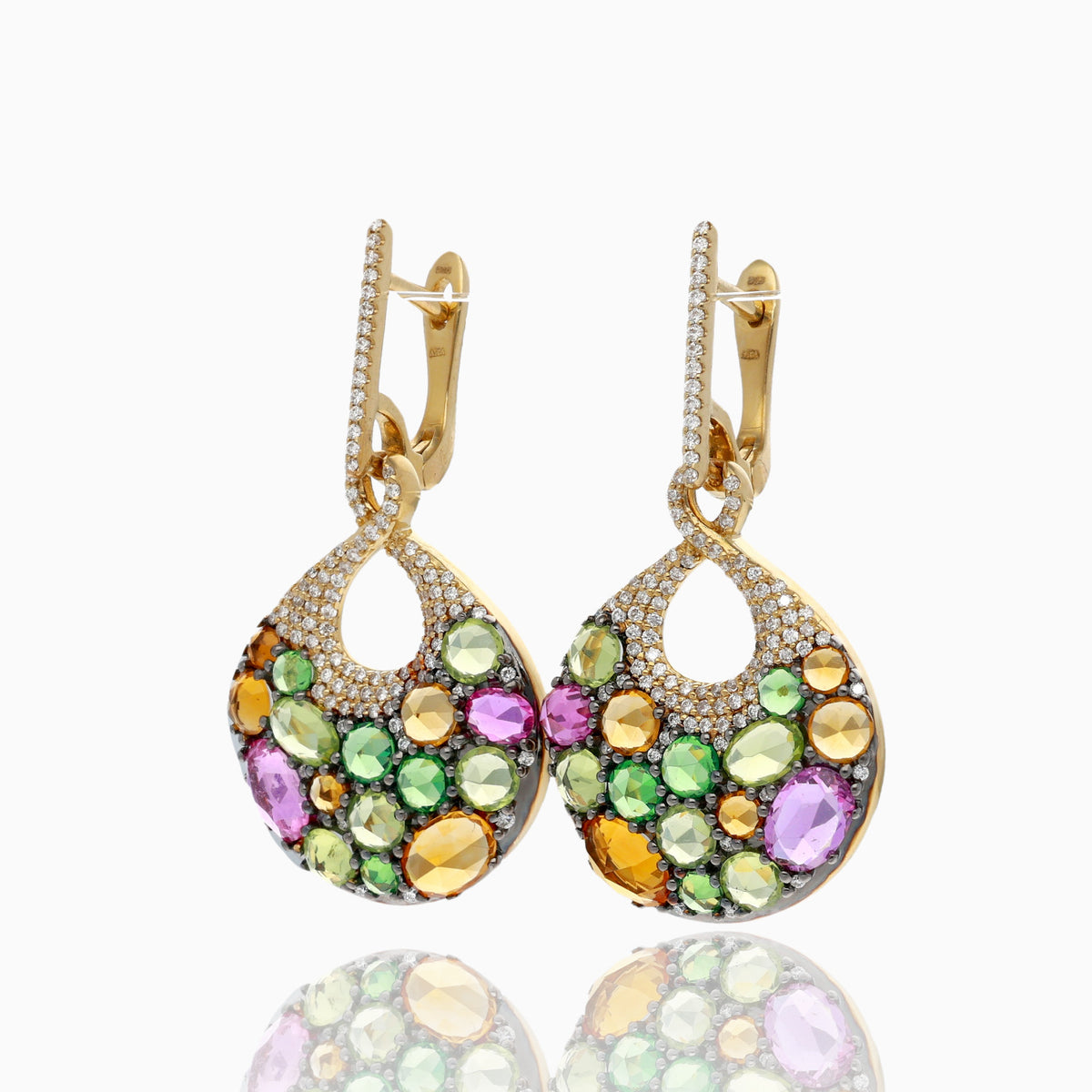 Enchanted Garden Rose Cut Dangle Earrings