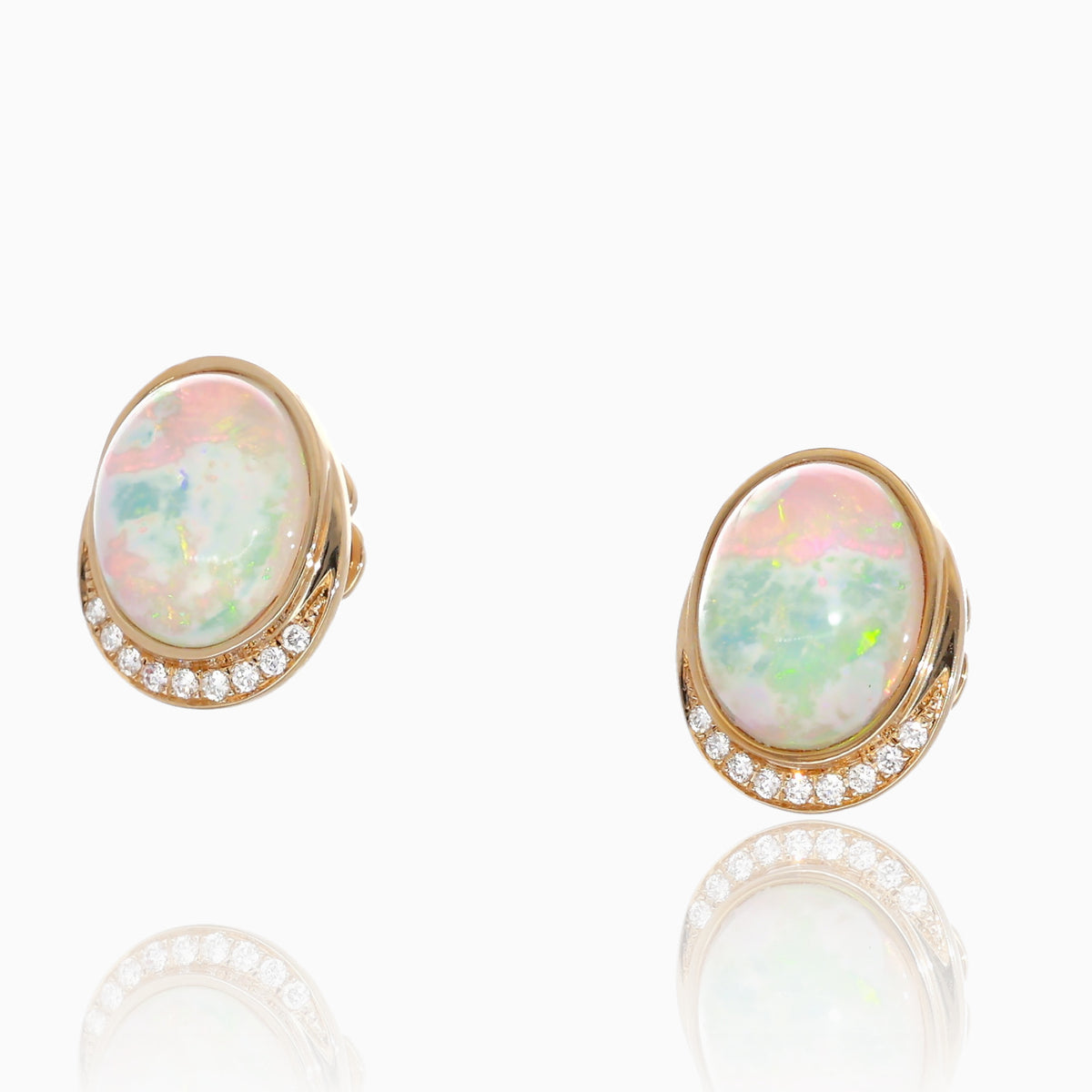 Moonlit Opal Diamond Earrings