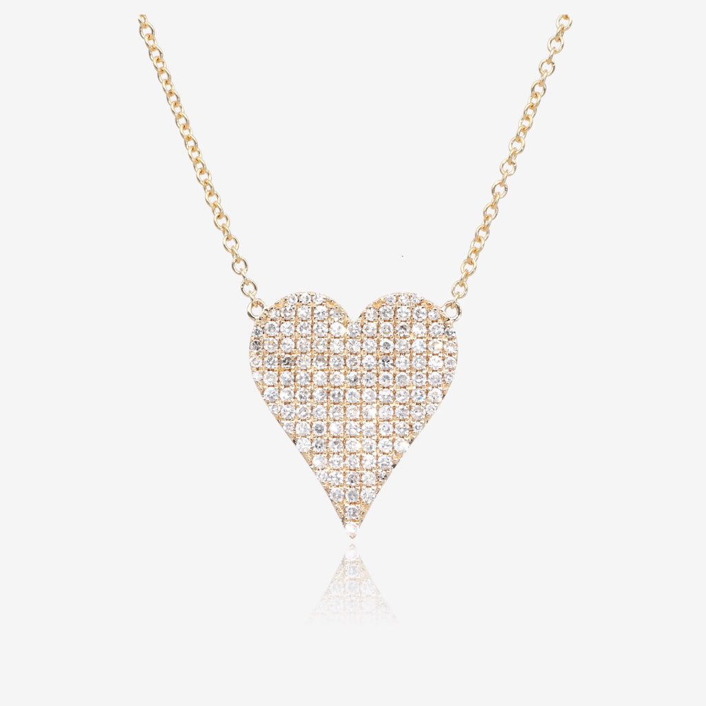 Bold Pavé Diamond Heart Gold Necklace