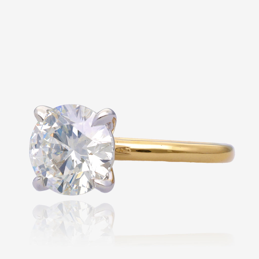 4ct Lab Grown Round Diamond Solitaire 14K Yellow Gold