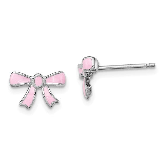 Pretty in Pink Enamel Bow Studs