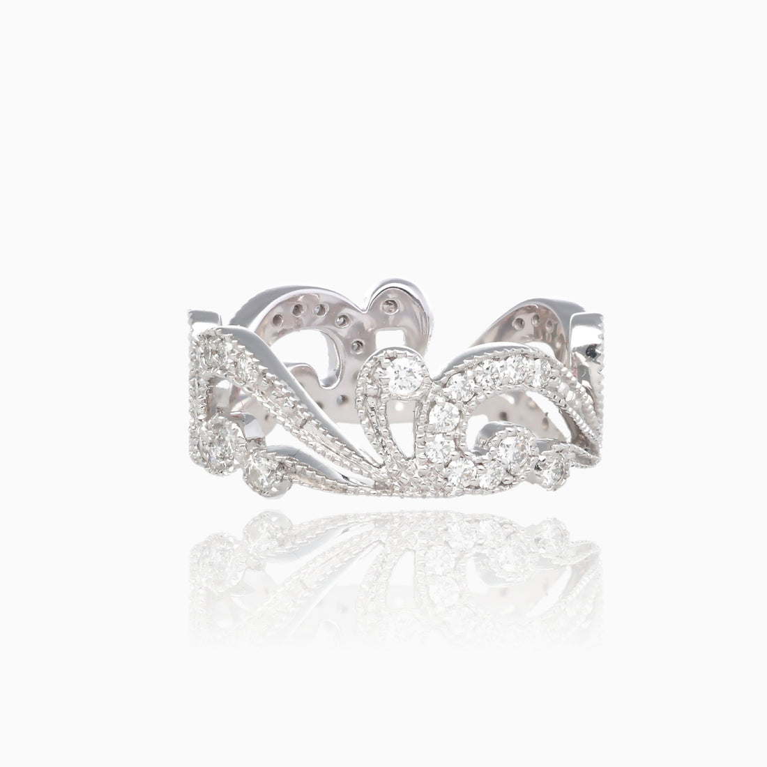 .75ct Paisley Eternity Diamond White Gold Band Size 7