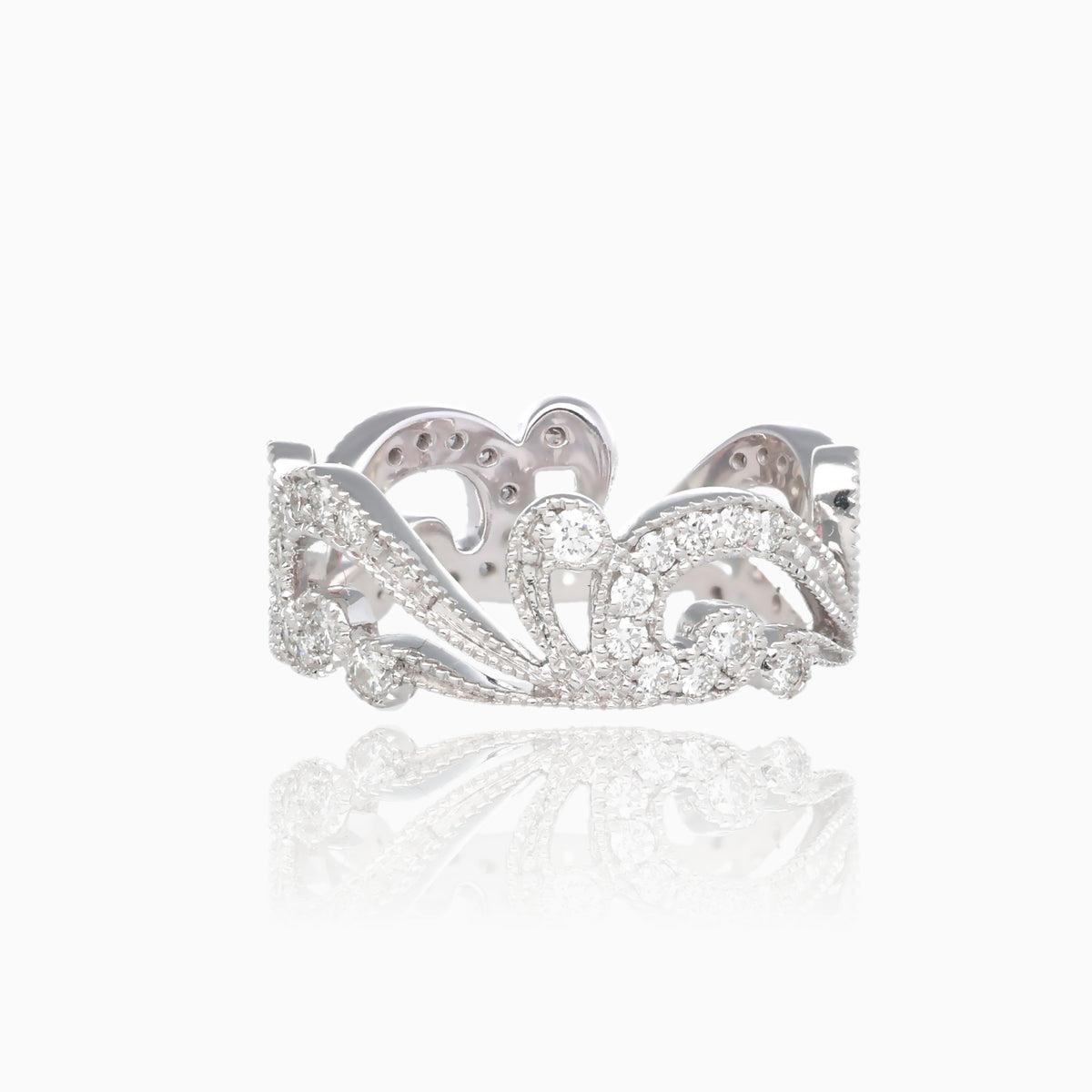 .75ct Paisley Eternity Diamond White Gold Band Size 7