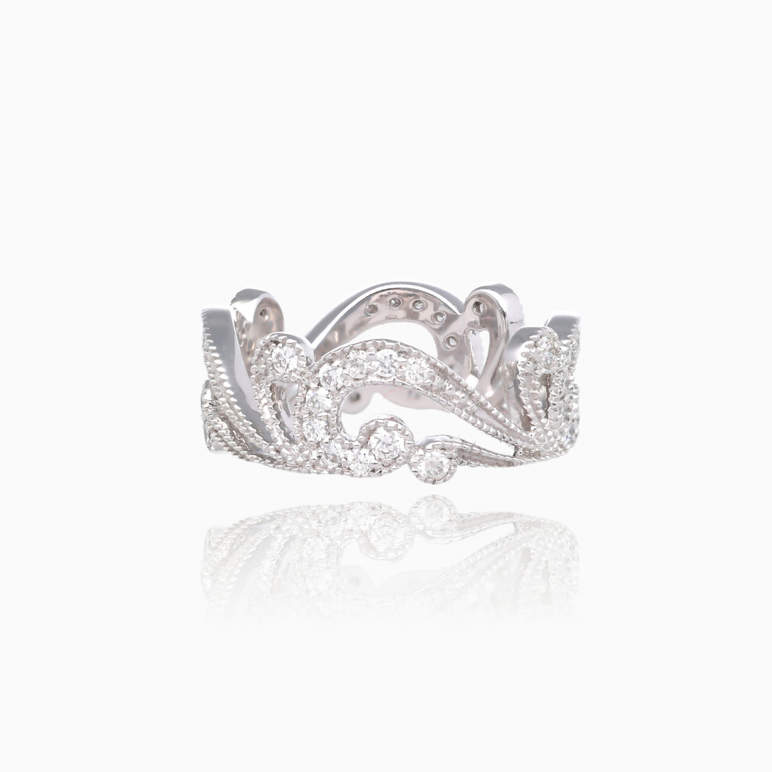 .75ct Paisley Eternity Diamond White Gold Band Size 7