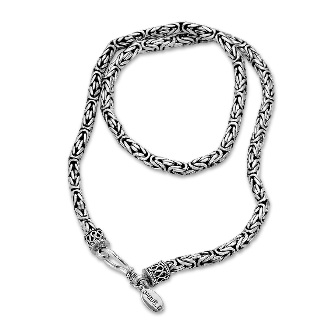 Men’s Antiqued Silver 4.5mm Byzantine Chain